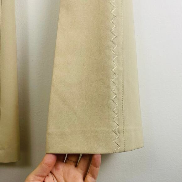 Sandro Womens Beige Tapered Trousers straight leg embroidered design Size S NWOT - Picture 3 of 10